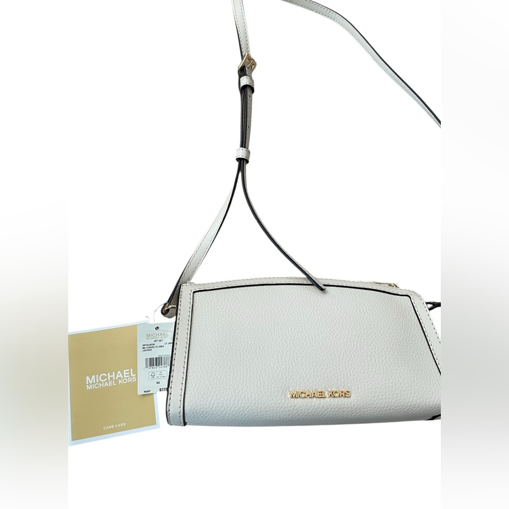 Michael Kors Jet Set Leather Medium Curved Crossbody 38T4GJ6C6L New With Tags